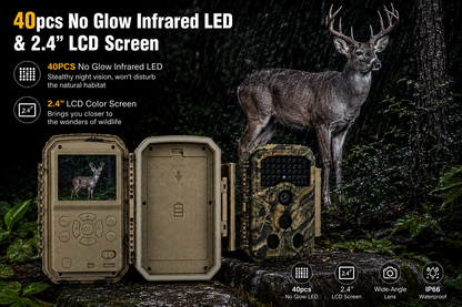 Trail & Game Camera 32MP 1296P 100ft 0.1s Trigger Speed No-Glow Night Vision Waterproof for Wildlife Scouting | T306 Matte Olive Drab
