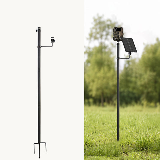 4.7 Ft Trail Camera Mount Stake for Trail Cam & Solar panel Mounting Post with 360° Rotatable 1/4" Ball Head Mount Stand