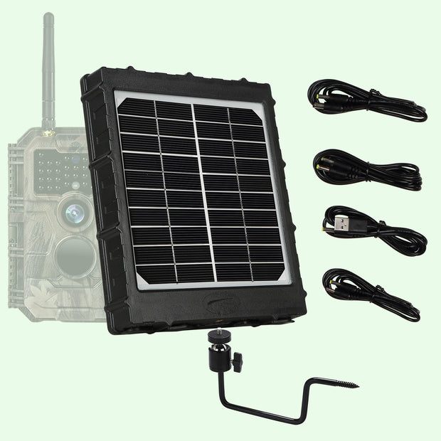 Bundle 4G LTE Cellular Trail Camera 32MP 1296P with SIM Card & 32G SD and Solar Panel Sends Picture to Cell Phone | A390G Green