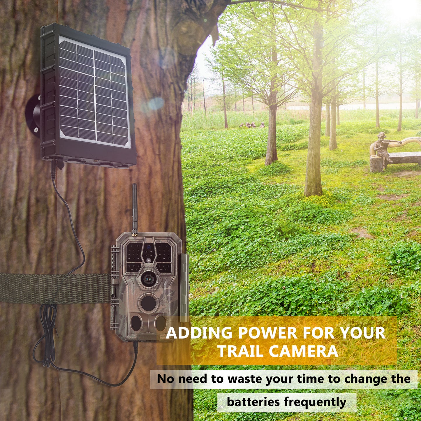 Solar Panel Kit 12V/6V/9V with 8000mAH Rechargeable Lithium Battery, Outdoor Waterproof for All Wildlife Cameras, Game & Trail Cameras | BL8000