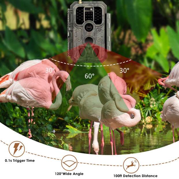 4G LTE Cellular Game & Trail Camera 32MP 1296P 100ft Night Vision Motion Activated Waterproof with SIM Card Sends Picture to Cell Phone | A390G Red