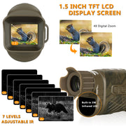 Night Vision Monocular Digital Camera Goggle 1080P Full HD 984ft Viewing Range Day & Night Viewing for Camping, Surveillance, wildlife Observing