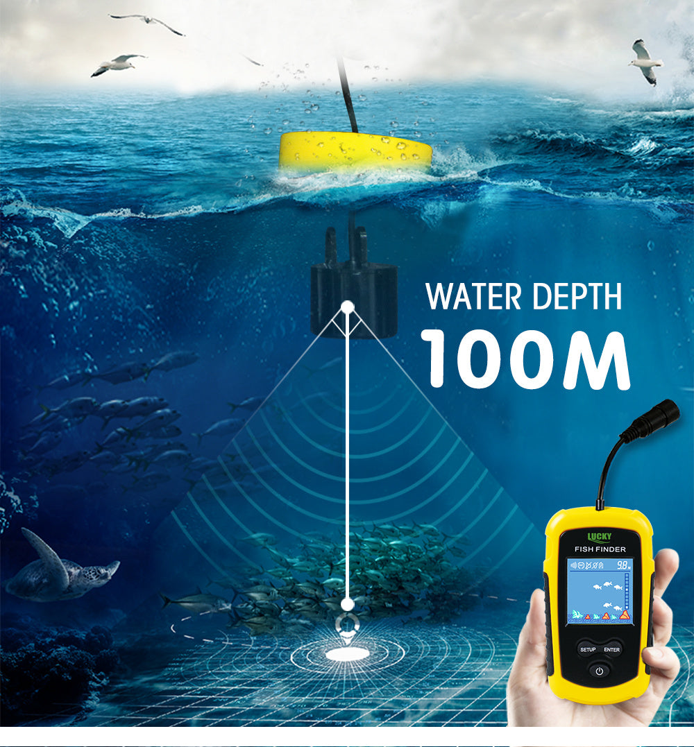 Portable Fish Finder Handheld Fish Finder Fish Location and Water Depth Sonar Sensor LCD Display for Lake/ice/kayak/shore/canoe fishing FFC1108-1
