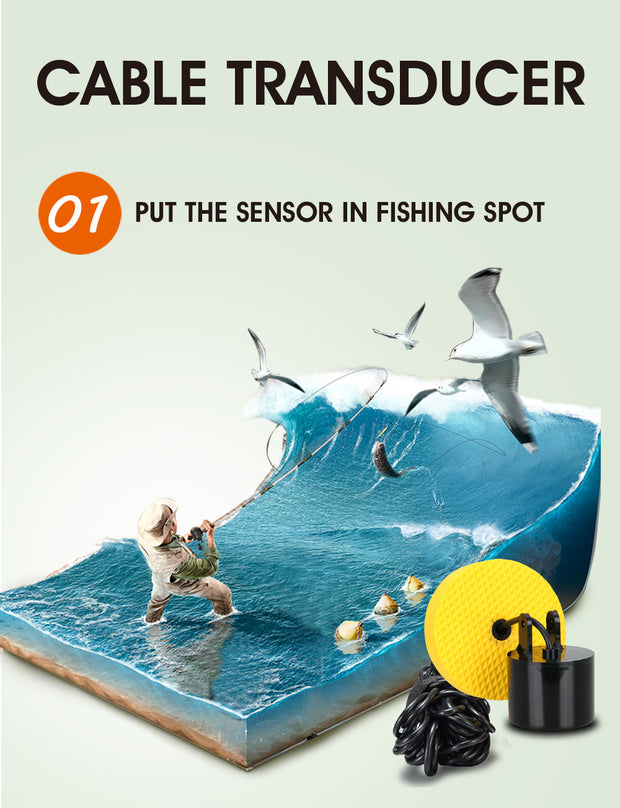 Portable Fish Finder Handheld Fish Finder Fish Location and Water Depth Sonar Sensor LCD Display for Lake/ice/kayak/shore/canoe fishing FFC1108-1