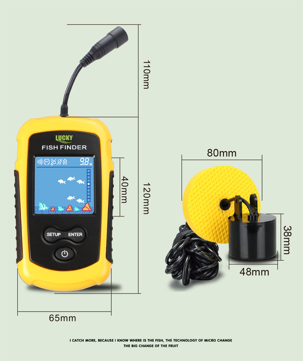 Portable Fish Finder Handheld Fish Finder Fish Location and Water Depth Sonar Sensor LCD Display for Lake/ice/kayak/shore/canoe fishing FFC1108-1