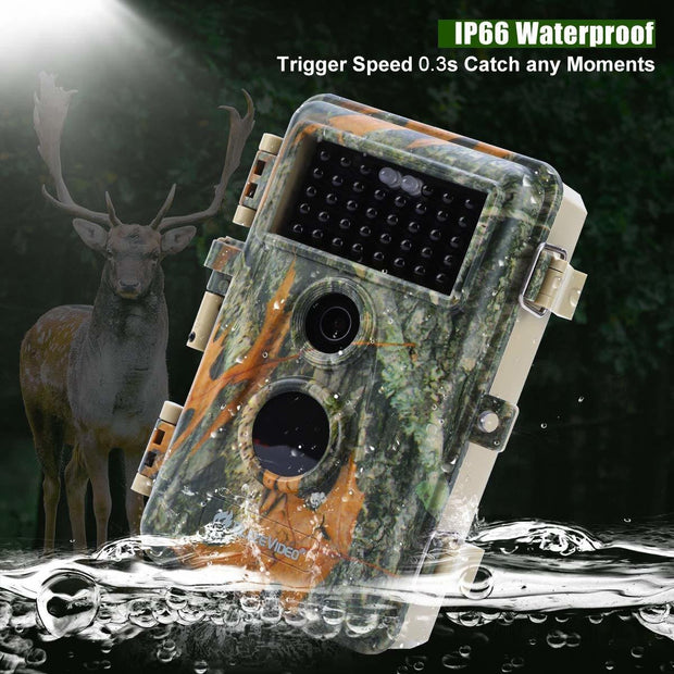 10-Pack Camouflage Game Trail Deer Cameras 32MP 1296P Video Black Flash Night Vision Time Lapse Motion Activated Waterproof Password Protected
