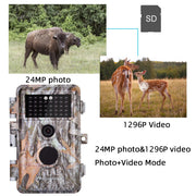 10-Pack Stealthy Camo Wildlife Trail & Game Field Tree Cameras 32MP 1296P Night Vision Invisible Infrared Motion Activated Time Lapse & Time Stamp