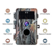 8-Pack No Glow Game & Trail Observing Deer Wildlife Cameras 32MP 1296P Video Night Vision Motion Activated IP66 Waterproof No Glow | A252