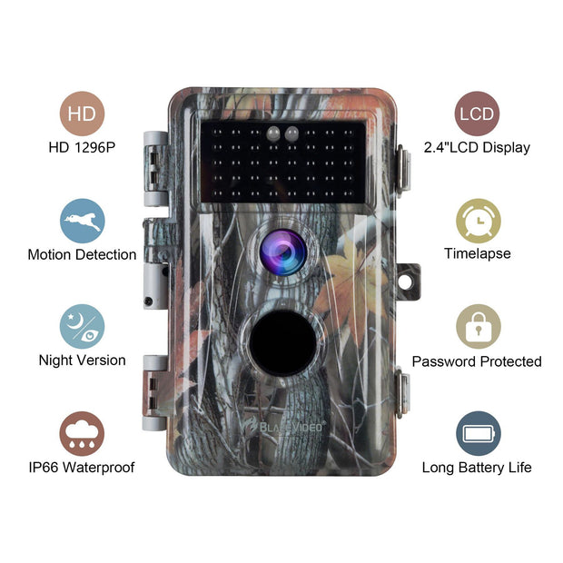 8-Pack No Glow Game & Trail Observing Deer Wildlife Cameras 32MP 1296P Video Night Vision Motion Activated IP66 Waterproof No Glow | A252