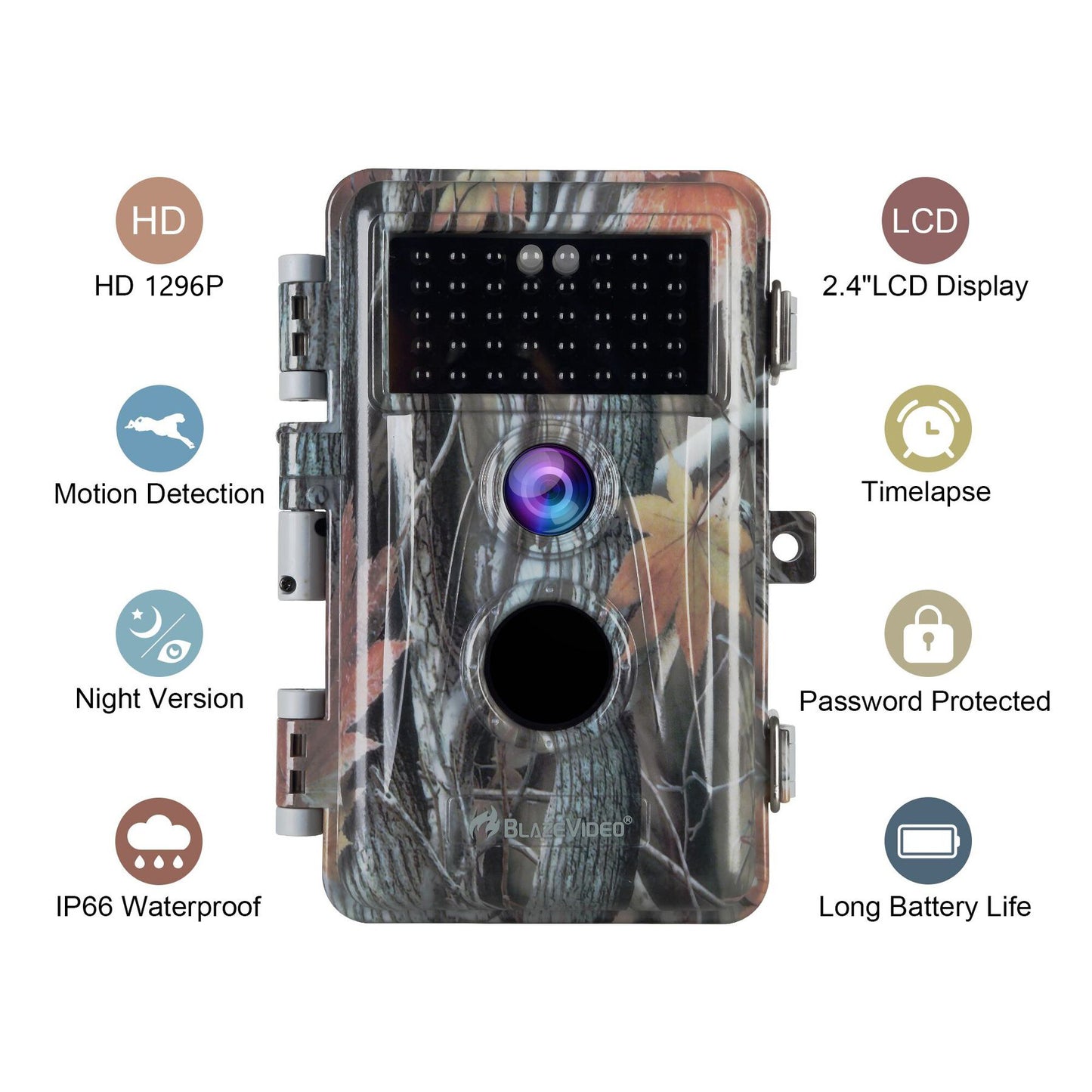 2-Pack Game & Deer Trail Wildlife Cameras 64MP Photo 2304x1296P Video Night Vision Motion Activated Waterproof No Glow Time Lapse Photo & Video Model for Backyard Security | A252 Driftwood Bark