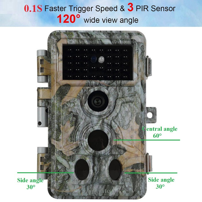 2-Pack Stealthy Camo Trail Observing & Game Deer Cameras 64MP 1296P Video HD 0.1s Trigger Time Motion Activated Waterproof No Glow Night Vision for Backyard Security | A262 Driftwood Bark