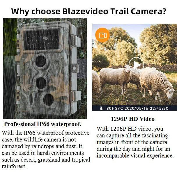 5-Pack 64MP 1296P Video Stealthy Camo Trail Observing & Game Deer Cameras HD 0.1s Trigger Time Motion Activated Waterproof No Glow Night Vision | A262 Driftwood Bark