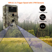 4-Pack Game Trail Deer Cameras Stealthy Camouflage 24MP 1296P Waterproof Motion Activated for Outdoor Wildlife Tracking and Home Security No Glow | A262