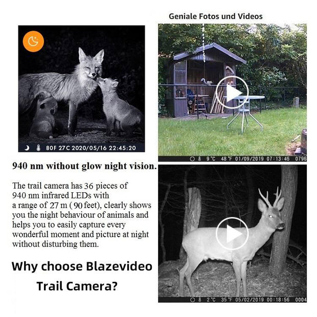 2-Pack Trail Game Cameras for Observing & Home Security 24MP 1296P Video Waterproof Motion Activated Time Lapse No Flash Infrared |A262