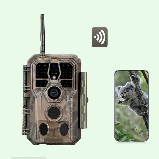 Bluetooth Wifi 64MP 1296P Game & Trail Cameras for Wildlife Observing & Home or Backyard Security Night Vision Motion Activated Waterproof | A280W Oak Brown