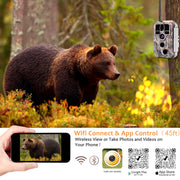 Bluetooth Wifi Game & Trail Cameras 32MP 1296P for Wildlife Observing & Home or Backyard Security Night Vision Motion Activated Waterproof | A280W Brown