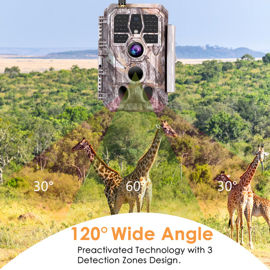 Bluetooth Wifi 64MP 1296P Game & Trail Cameras for Wildlife Observing & Home or Backyard Security Night Vision Motion Activated Waterproof | A280W Oak Brown