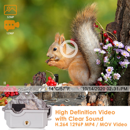 Bluetooth Wifi Game & Trail Cameras 64MP 1296P for Wildlife Observing & Home or Backyard Security Night Vision Motion Activated Waterproof | A280W Oak Brown