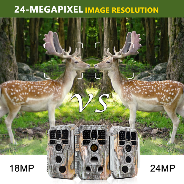 Trail Game Deer Cameras A280 24MP Photo 2304x1296P Full HD Video 100ft Night Vision No Glow 0.1S Trigger Motion Activated Waterproof