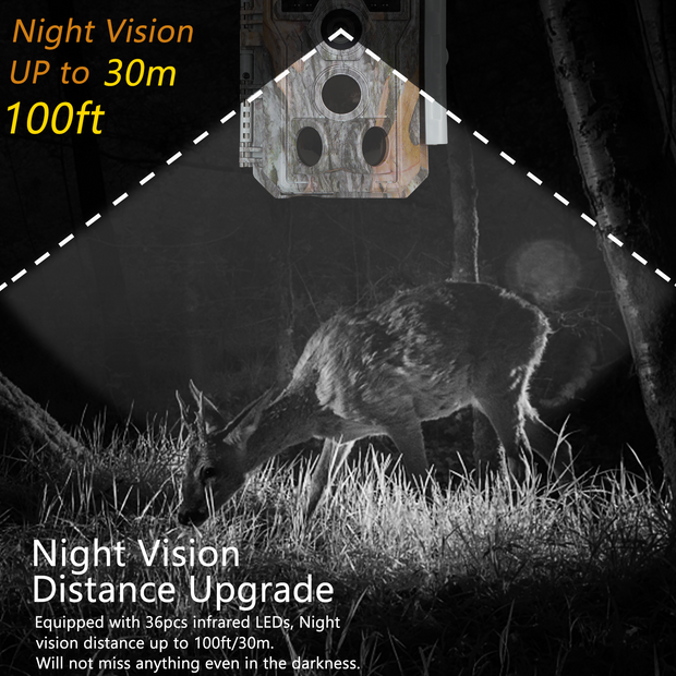 5-Pack A280 Trail Game Deer Cameras 48MP Photo 2304x1296P Full HD Video 100ft Night Vision No Glow 0.1S Trigger Motion Activated Waterproof