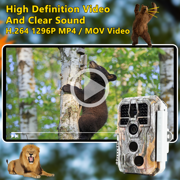 5-Pack A280 Trail Game Deer Cameras 48MP Photo 2304x1296P Full HD Video 100ft Night Vision No Glow 0.1S Trigger Motion Activated Waterproof