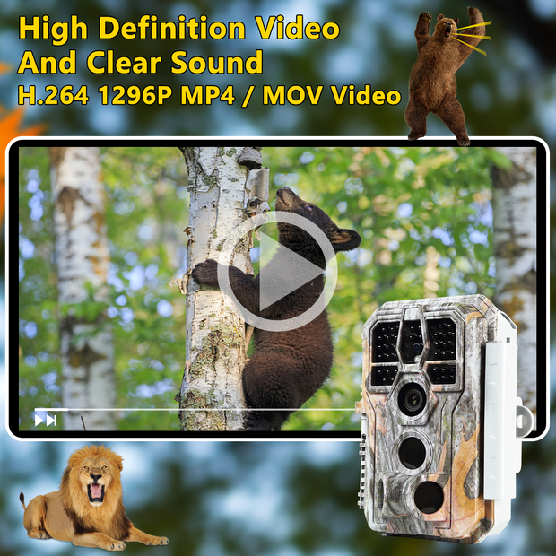 5-Pack A280 Trail Game Deer Cameras 24MP Photo 2304x1296P Full HD Video 100ft Night Vision No Glow 0.1S Trigger Motion Activated Waterproof