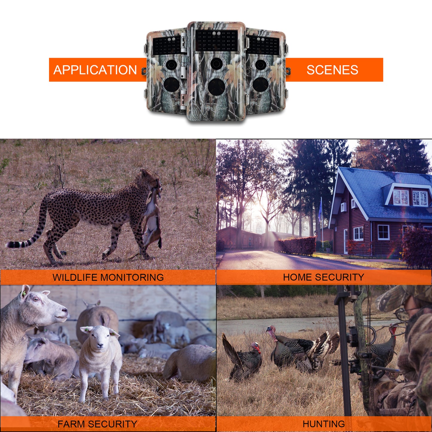 64MP 1296P Video Camouflage Game Trail & Deer Observing Wildlife Camera HD Motion Activated No Glow Night Version IP66 Waterproof | A252 Driftwood Bark