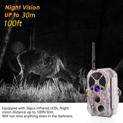 Bluetooth WIFI Game & Trail Camera Security Camera 32MP Picture 1296P Video Black Flash Wildlife Cam Night Vision Motion Activated Waterproof | A350W