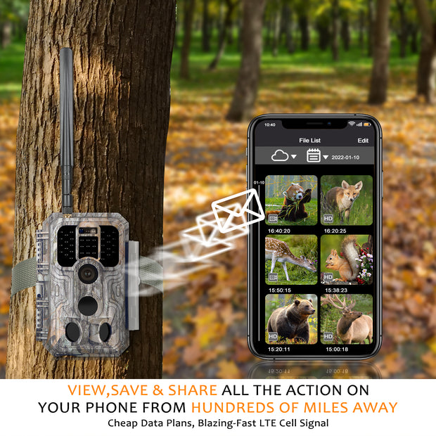 4G LTE Cellular Game & Trail Camera 32MP 1296P 100ft Night Vision Motion Activated Waterproof with SIM Card Sends Picture to Cell Phone | A390G Grey