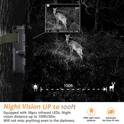 4G LTE Cellular 32MP 1296P Game & Trail Camera 32MP 1296P 100ft Night Vision Motion Activated Waterproof with SIM Card Sends Picture to Cell Phone | A390G Driftwood Bark