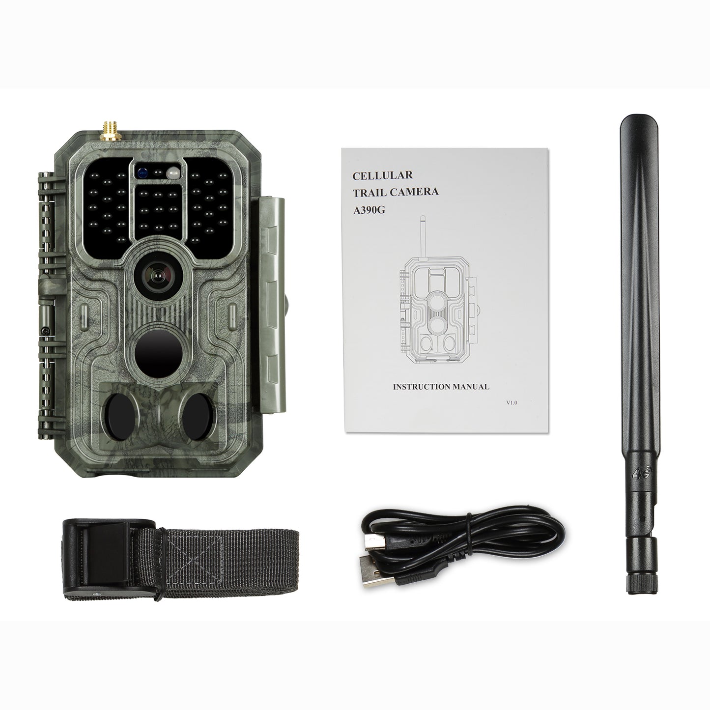 4G LTE Cellular 32MP 1296P Game & Trail Camera 100ft Night Vision Motion Activated Waterproof with SIM Card Sends Picture to Cell Phone | A390G Matte Olive Drab