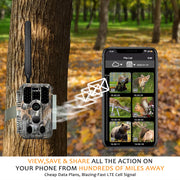 Bundle 4G LTE Cellular Trail Camera 32MP 1296P with SIM Card & 32G SD and Solar Panel Sends Picture to Cell Phone