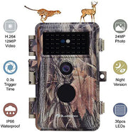 Stealthy Camo Game Trail Deer Observing & Backyard Field Tree Camera 32MP 1296P Night Vision Waterproof Password Protected Photo & Video Mode A252