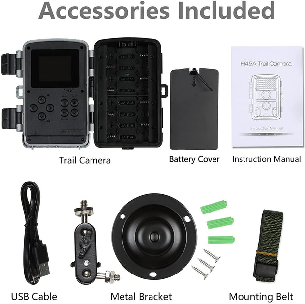 Wildlife Trail Camera with Low Glow Night Vision 0.3S Trigger Motion Activated 20MP 1296P IP65 Waterproof for Observing & home security | DL2Q