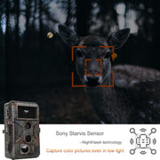 2-Pack Game Trail Deer Cameras Wildlife Cams 24MP 1296P MP4 Video 100ft Night Vision Motion Activated 0.1S Trigger Speed Waterproof No Glow A323