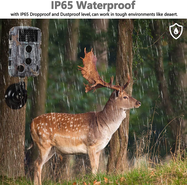 Wildlife Trail Camera with No Glow Night Vision 0.3S Trigger Motion Activated IP65 Waterproof for Hunting & home security 20MP 1296P