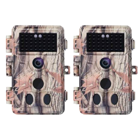 2-Pack 64MP 1296P Video Trail Game Cameras for Observing & Home Security Waterproof Motion Activated Time Lapse No Flash Infrared |A262
