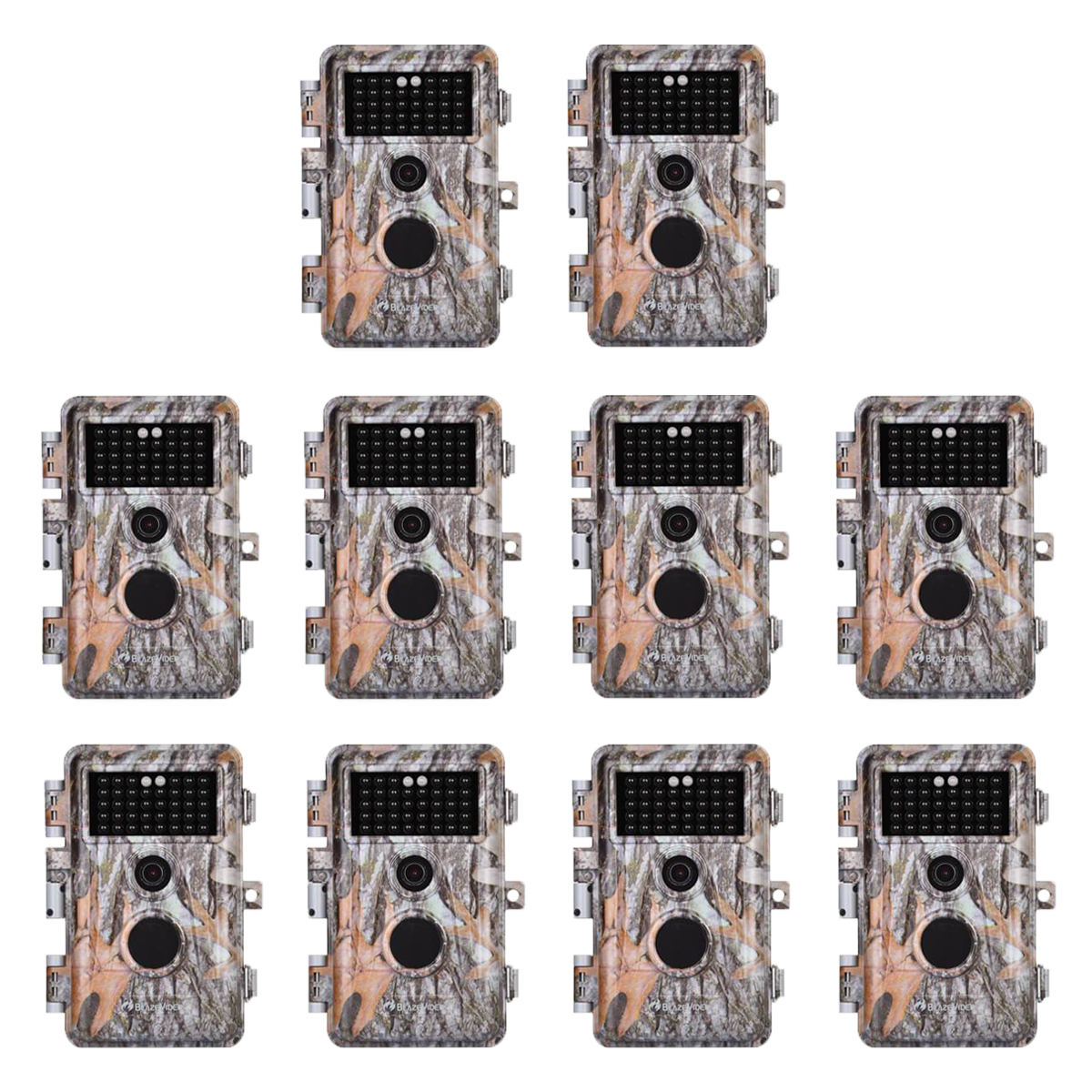 10-Pack 64MP 1296P Stealthy Camo Wildlife Trail & Game Field Tree Cameras Night Vision Invisible Infrared Motion Activated Time Lapse & Time Stamp | A252 Driftwood Bark