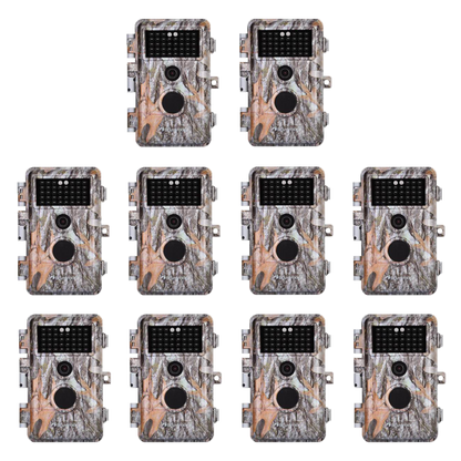 10-Pack 64MP 1296P Stealthy Camo Wildlife Trail & Game Field Tree Cameras Night Vision Invisible Infrared Motion Activated Time Lapse & Time Stamp | A252 Driftwood Bark