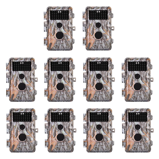 10-Pack Stealthy Camo Wildlife Trail & Game Field Tree Cameras 32MP 1296P Night Vision Invisible Infrared Motion Activated Time Lapse & Time Stamp