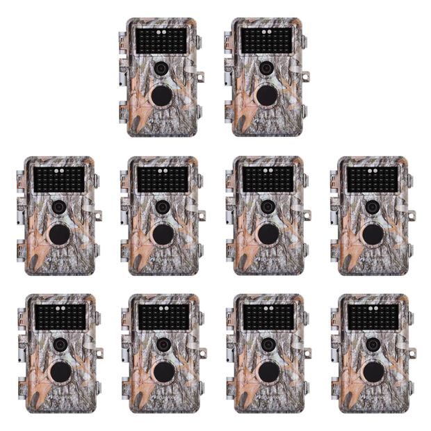 10-Pack Stealthy Camo Wildlife Trail & Game Field Tree Cameras 24MP 1296P Night Vision Invisible Infrared Motion Activated Time Lapse & Time Stamp