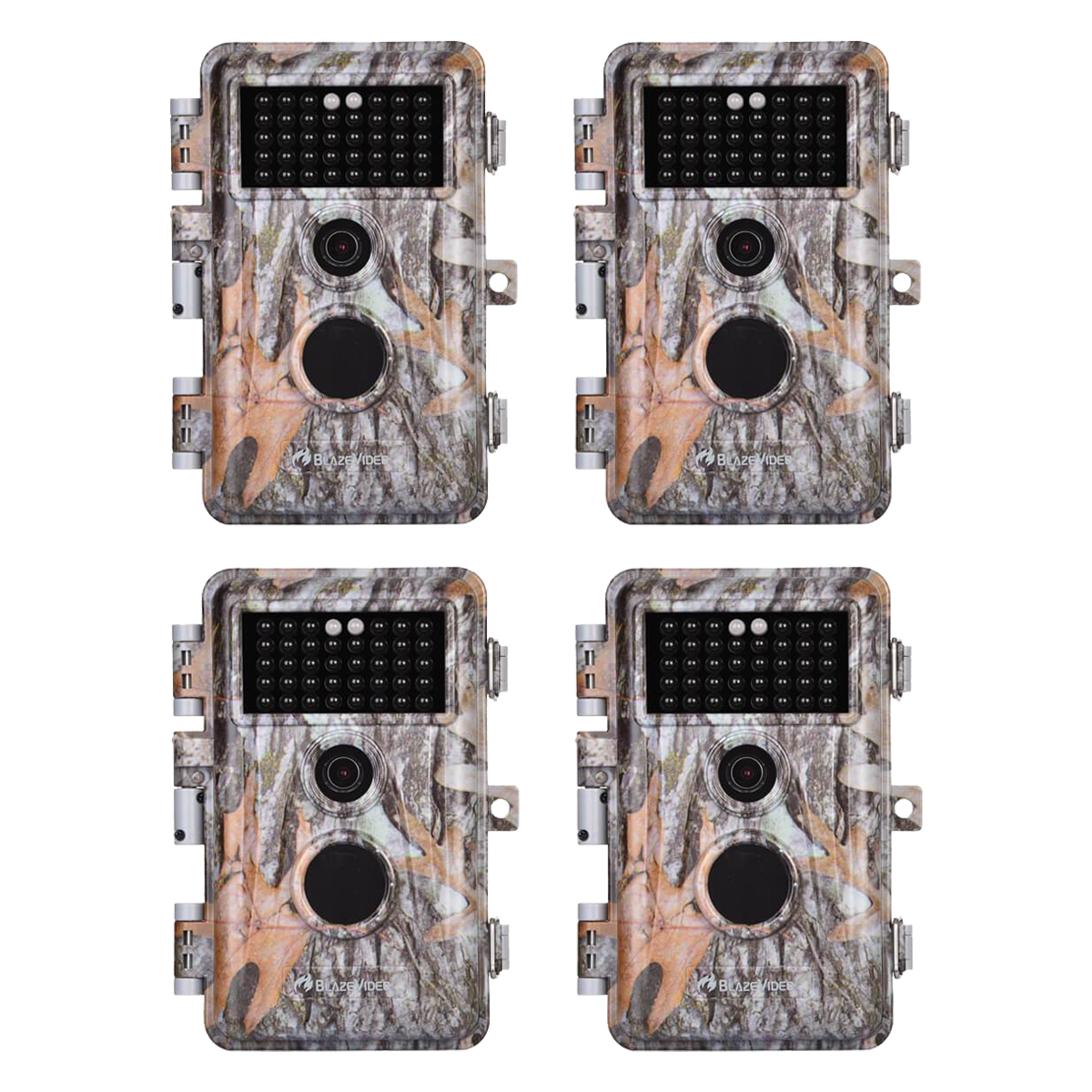 4-Pack 64MP 1296P Video Game Deer Trail Cameras Stealthy Camouflage No Glow Night Vision Waterproof Motion Activated Photo & Video Model Time Lapse | A252 Driftwood Bark