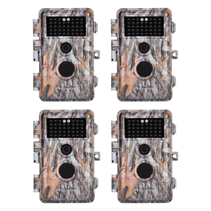 4-Pack 64MP 1296P Video Game Deer Trail Cameras Stealthy Camouflage No Glow Night Vision Waterproof Motion Activated Photo & Video Model Time Lapse | A252 Driftwood Bark