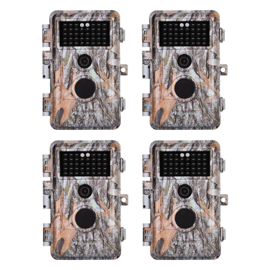 4-Pack Game Deer Trail Cameras Stealthy Camouflage 64MP 1296P Video No Glow Night Vision Waterproof Motion Activated Photo & Video Model Time Lapse | A252 Driftwood Bark