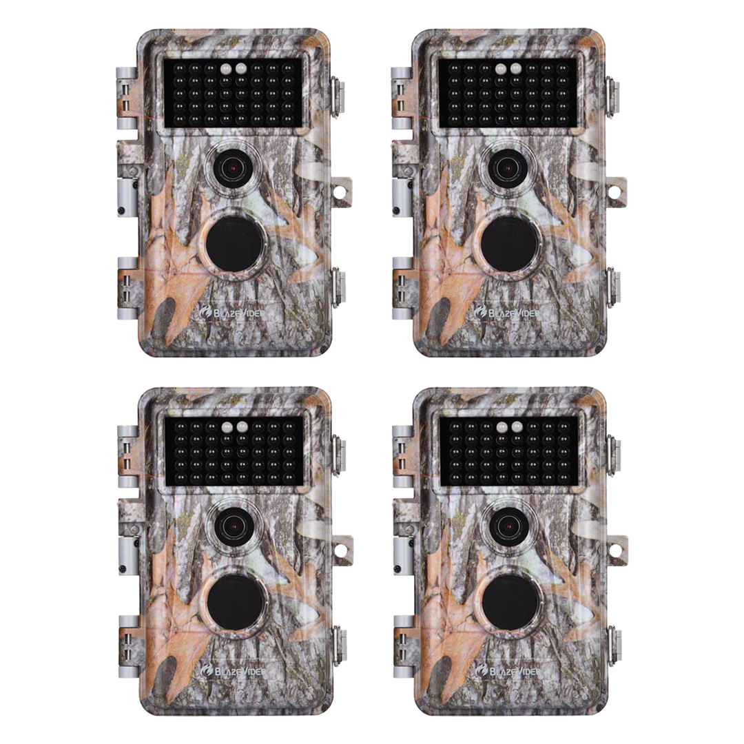 4-Pack Game Deer Trail Cameras Stealthy Camouflage 64MP 1296P