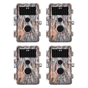 4-Pack Game Deer Trail Cameras Stealthy Camouflage 32MP 1296P Video No Glow Night Vision Waterproof Motion Activated Photo & Video Model Time Lapse
