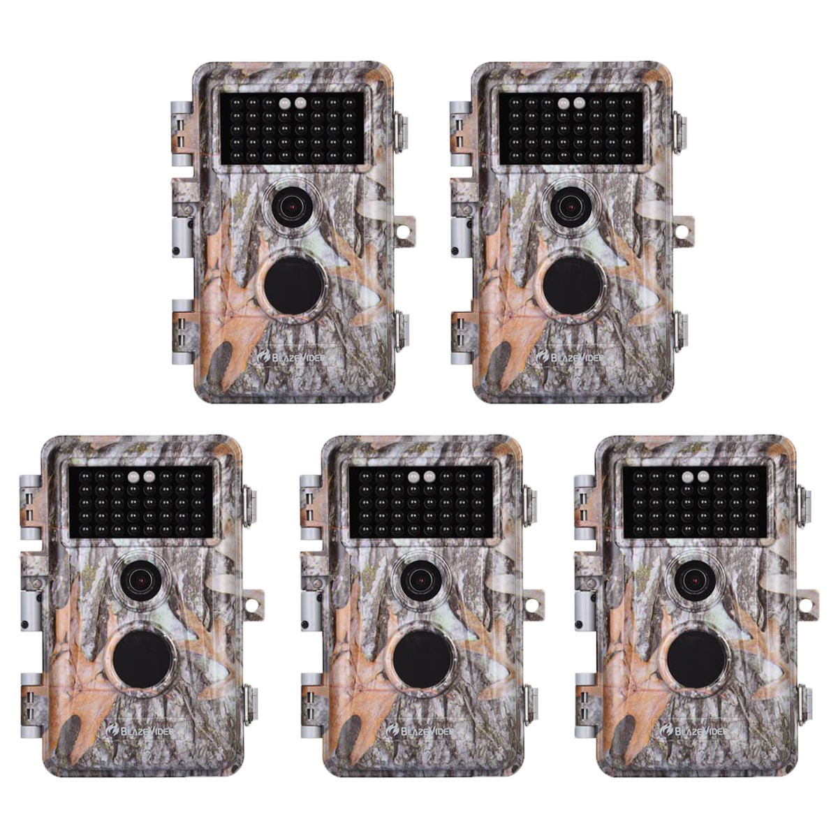 5-Pack 64MP Photo 1296P Video Game Trail Deer Cameras for Observing & Home Security No Glow Night Vision Waterproof Motion Activated Photo & Video | A252 Driftwood Bark
