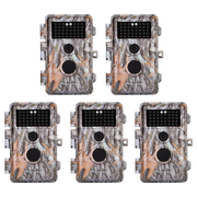5-Pack Game Trail Deer Cameras for Observing & Home Security 24MP Photo 1296P Video No Glow Night Vision Waterproof Motion Activated Photo & Video A252