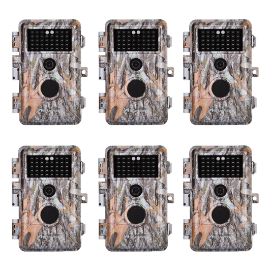 6-Pack 64MP 1296P Video Game & Trail Wildlife Cams for Observation & Home Security Night Vision No Flash Motion Activated Waterproof | A252 Driftwood Bark
