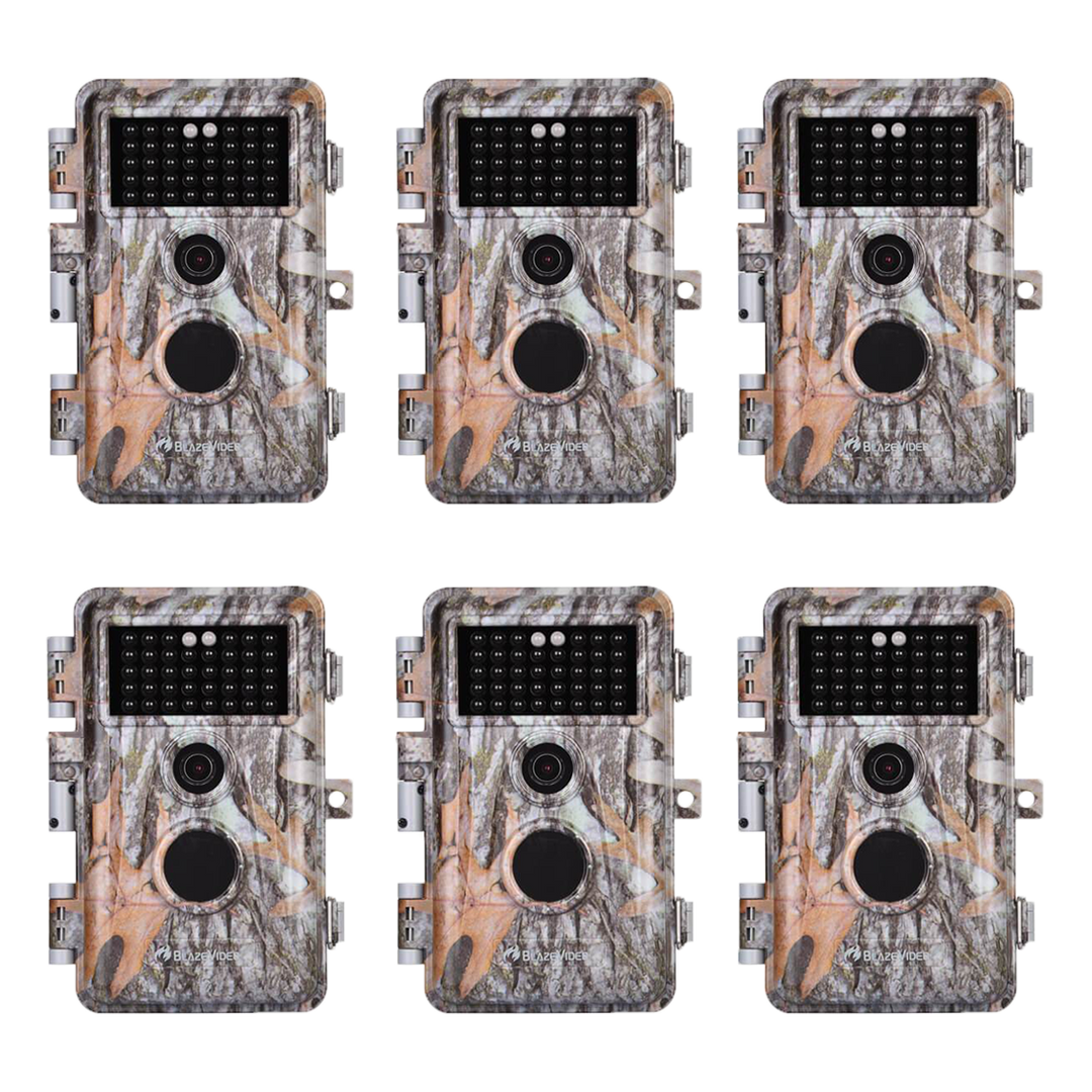 6-Pack Game Trail Wildlife Cams for Observation Home Security 64MP  1296P Video Night Vision No Flash Motion Activated Waterproof A252